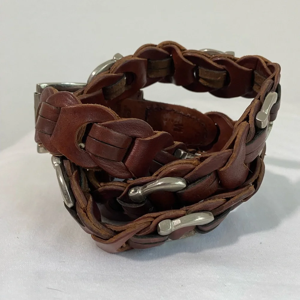 AIMEE LYNN Vintage Brown Women’s Leather Belt Leather Horseshoe bit Belt Sz M